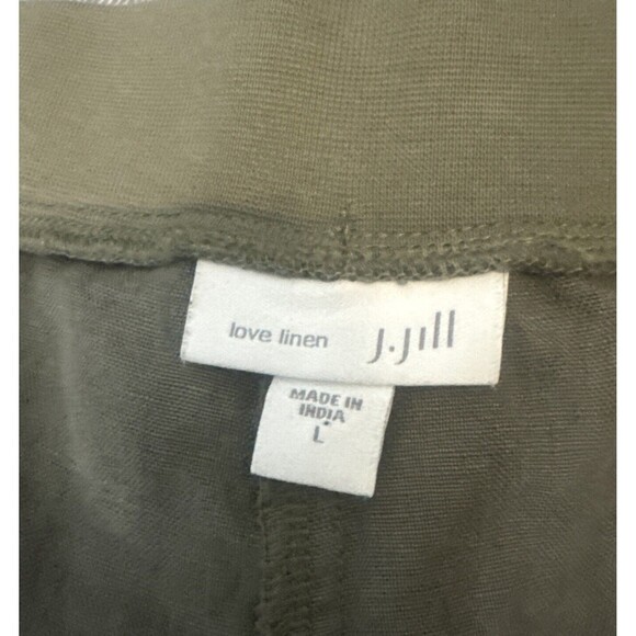J. Jill Love Linen Olive GREEN Pull On Ankle Pants Women’s Elastic Waist Sz L - Picture 7 of 10